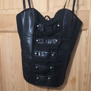 Frederick's of Hollywood Black Corset with Button Accents